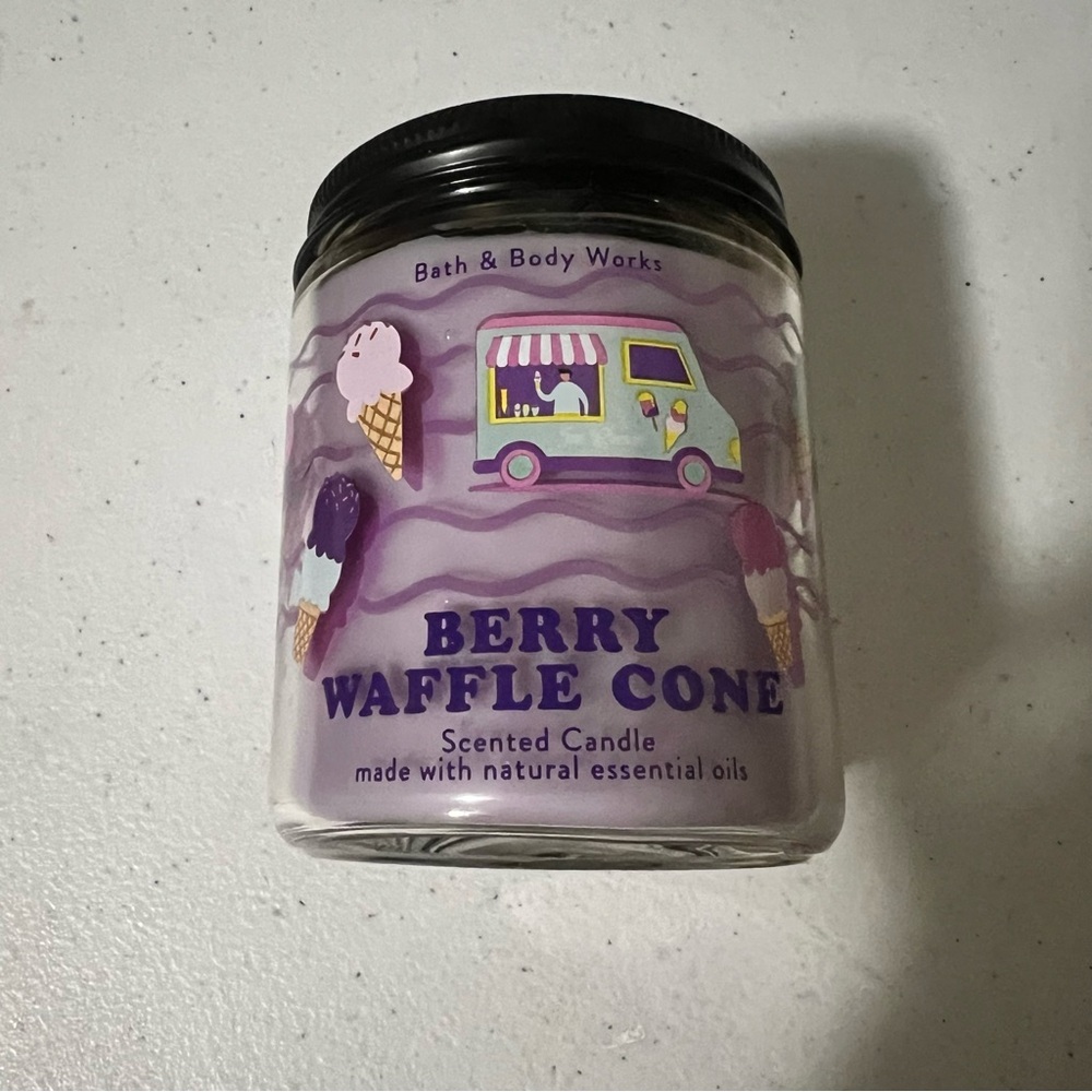 Berry waffle cone purple mason jar candle